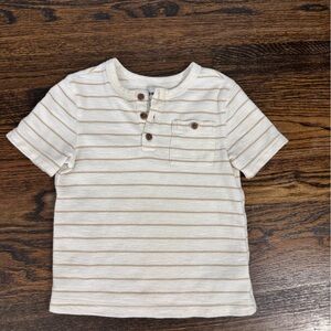 Old Navy Kids Button Down Shirt - Cream and Brown Stripes